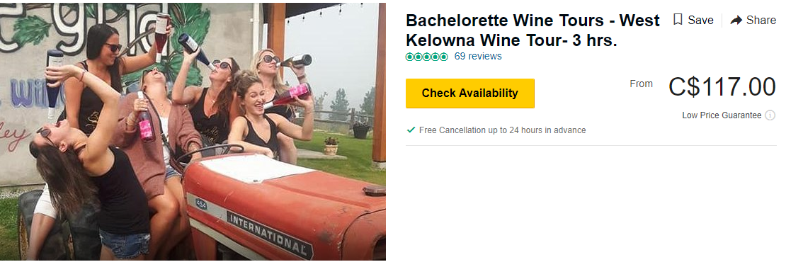 Bachelorette Wine Tours- West Kelowna Wine Tour -3 hrs.